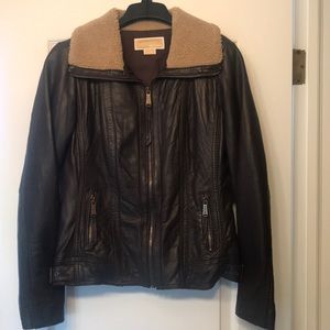 NWOT Michael Kors Leather Aviator Jacket - Sz M